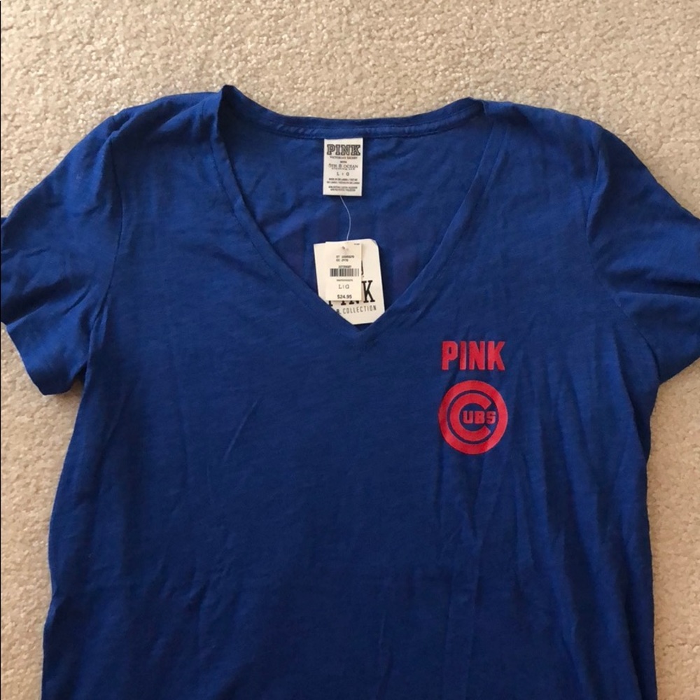 Chicago Cubs V-neck Tee by Pink